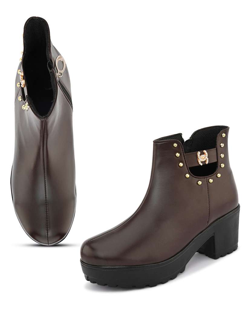 women solid brown ankle boot - 20485962 -  Standard Image - 2