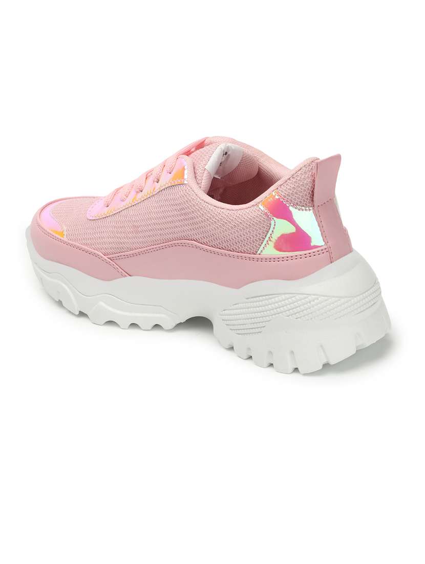 women solid pink lace-up sneaker - 20485970 -  Standard Image - 2