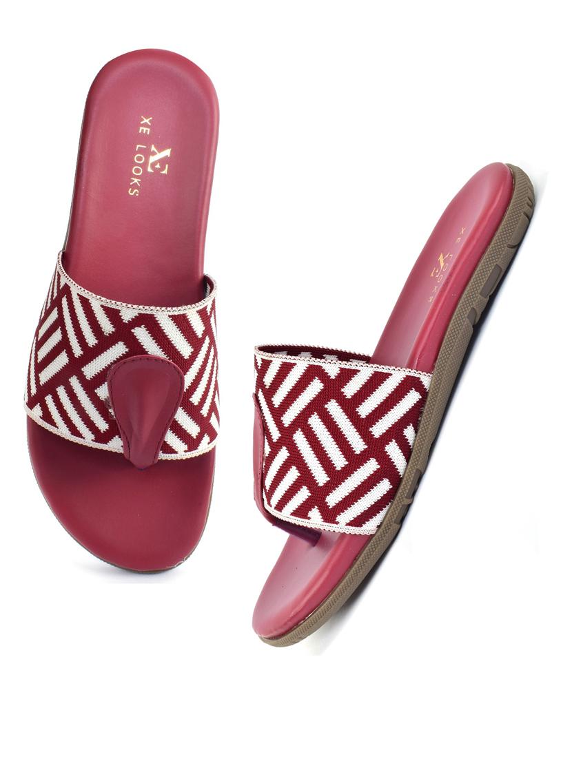 women self designed pink slip on flat sandal - 20486023 - Standard Image - 2