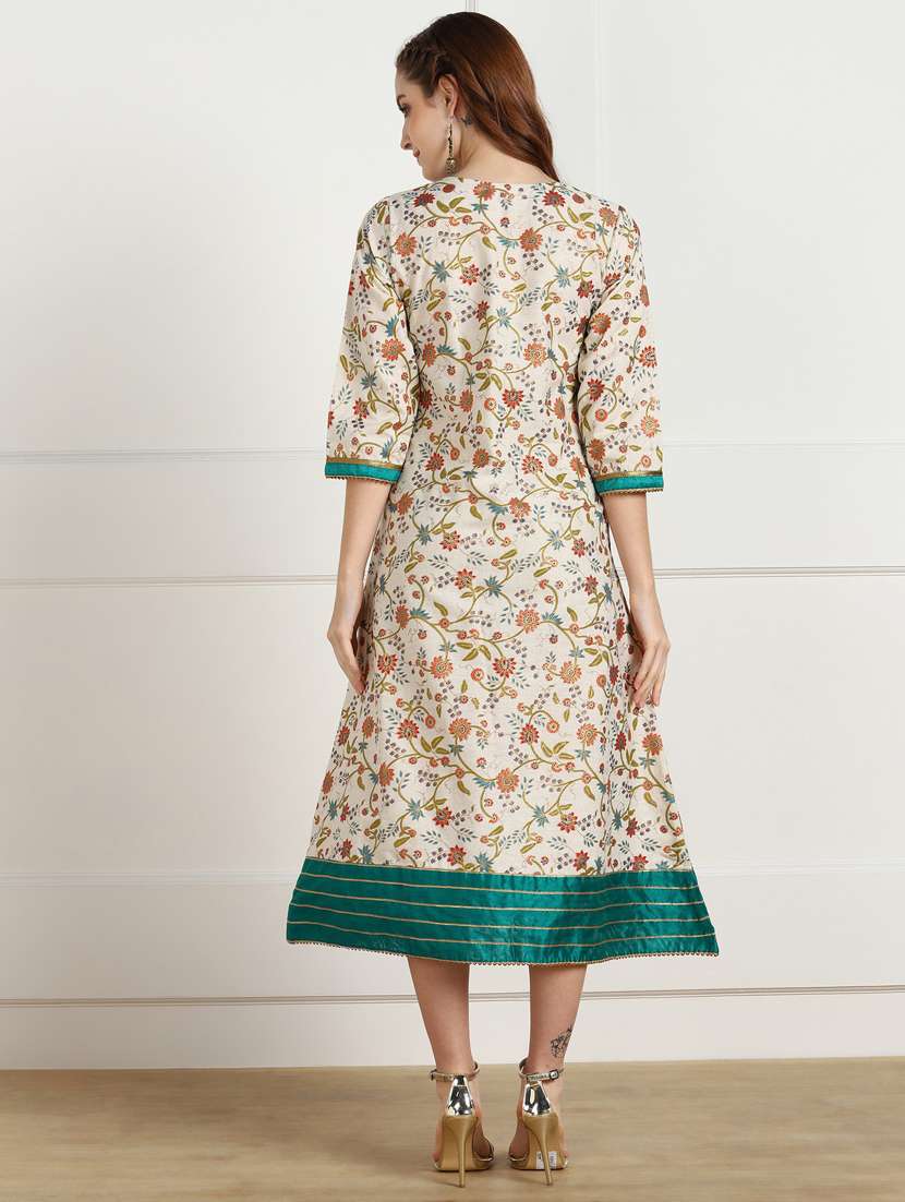 women foil printed a-line ethnic dress - 20486238 - Standard Image - 2