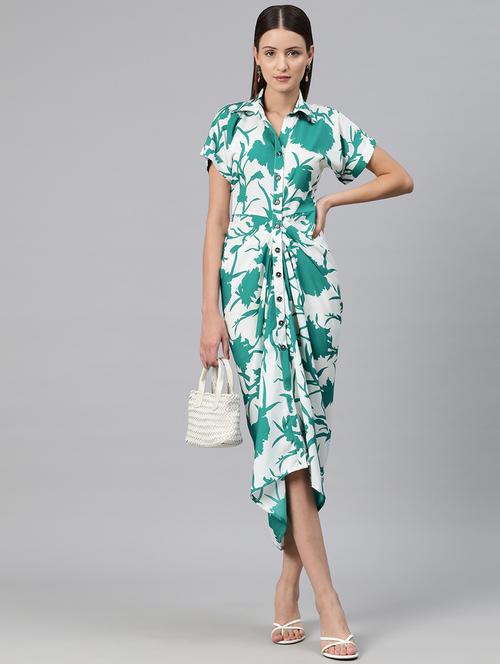 women white printed asymmetric dress - 20486515 -  Standard Image - 0