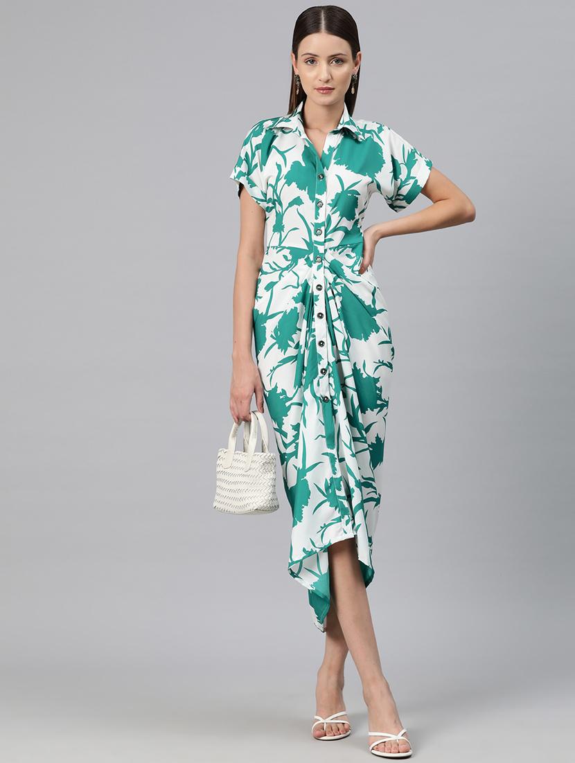 women white printed asymmetric dress - 20486515 -  Zoom Image - 0