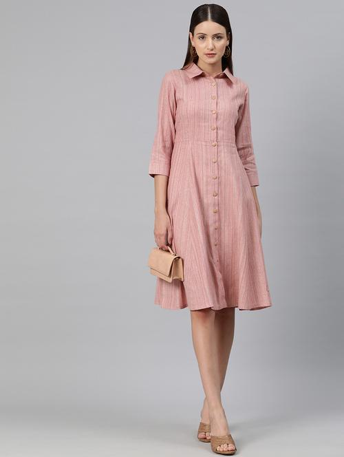 pink self design shirt dress - 20486519 - Standard Image - 0