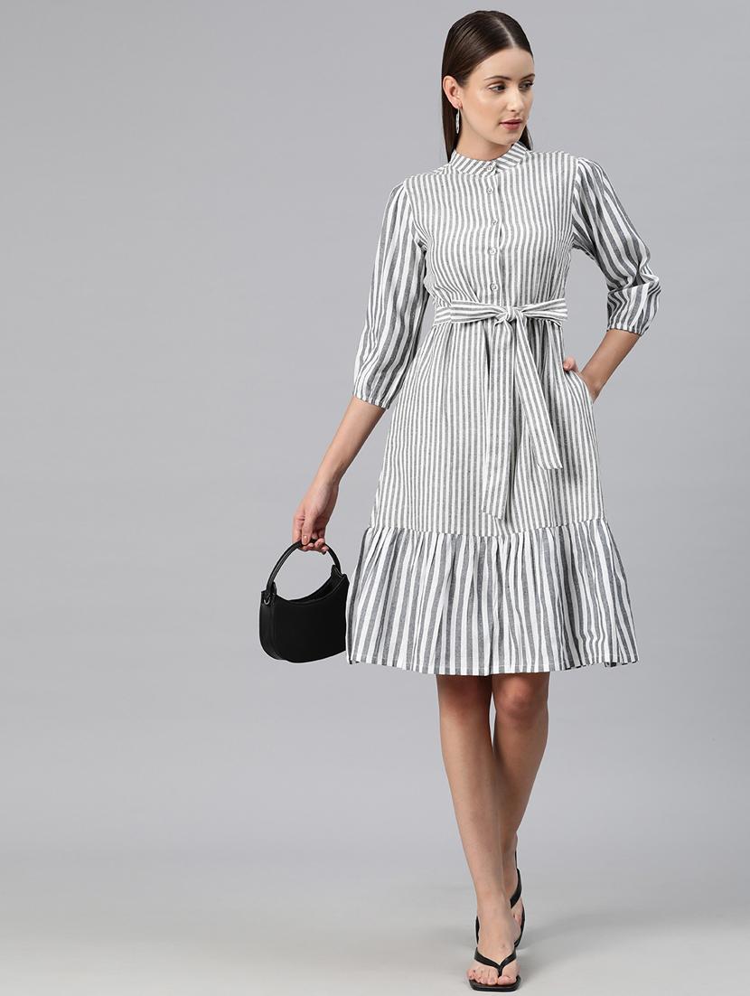 grey stripes drop waist dress - 20486529 - Zoom Image - 0