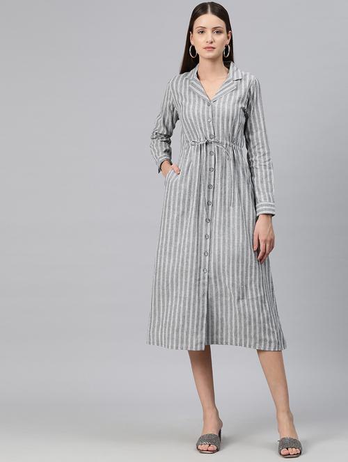 grey stripes shirt dress - 20486536 - Standard Image - 0