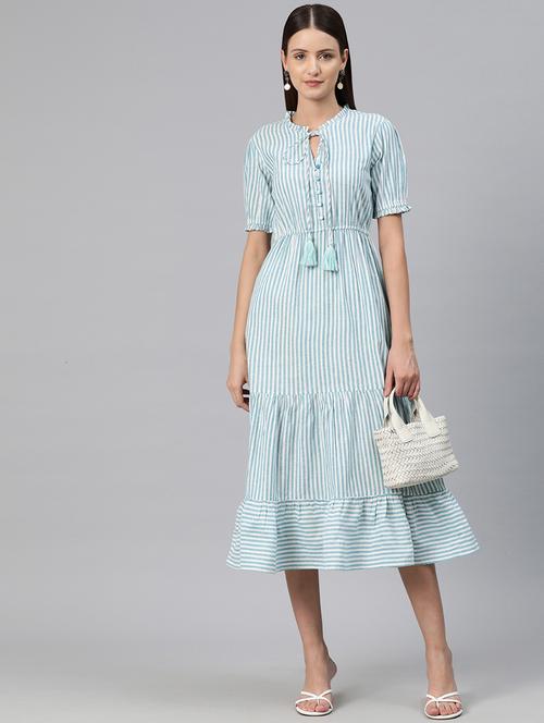 blue stripes tiered dress - 20486538 - Standard Image - 0