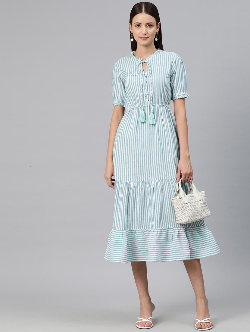 blue stripes tiered dress - 20486538 - Zoom Image - 0