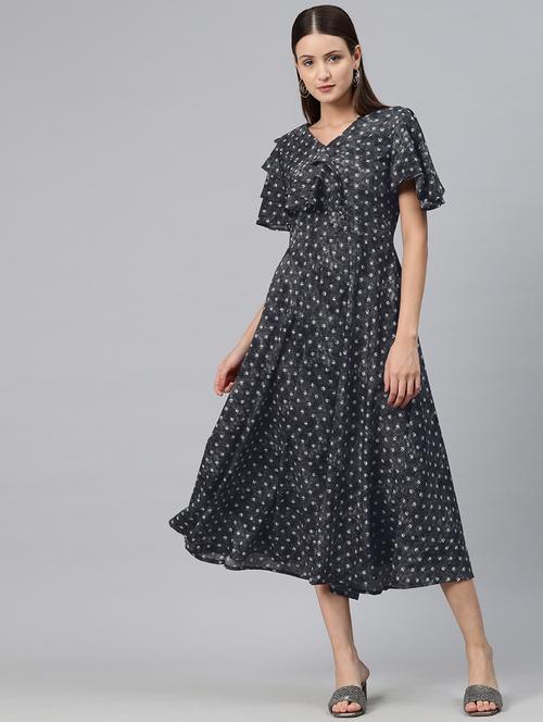 black printed a-line dress - 20486540 -  Standard Image - 0