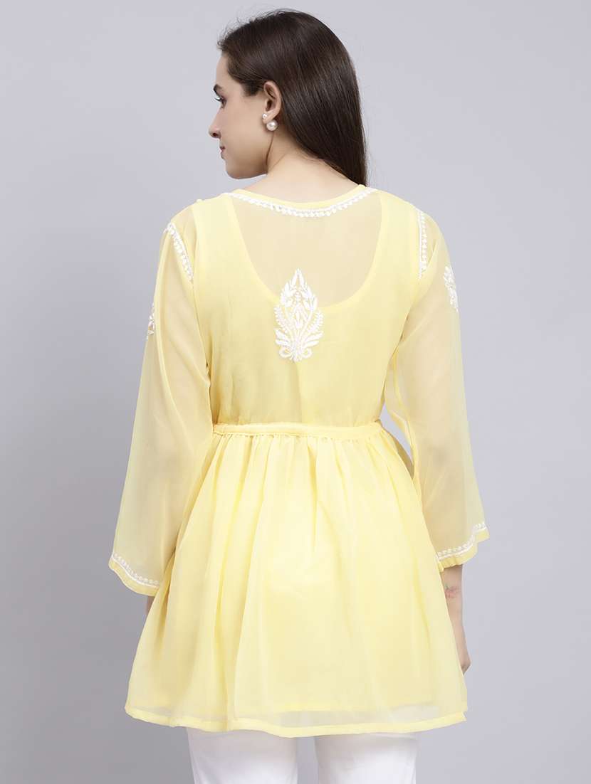 women round neck chikankari kurti - 20486710 -  Standard Image - 2