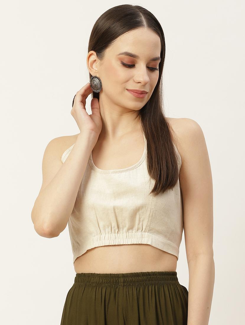 women beige solid stitched blouse - 20486737 -  Zoom Image - 0