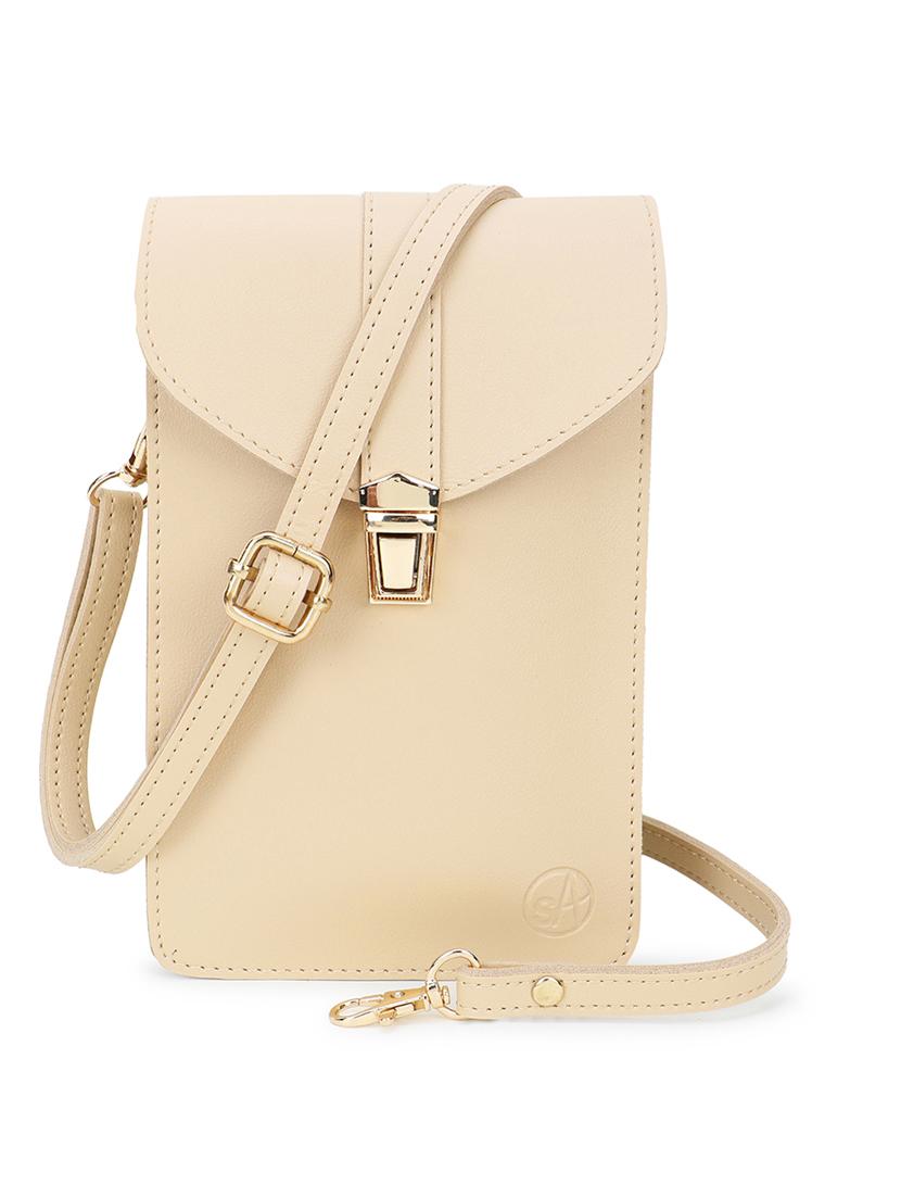 beige solid structured sling bag - 20486882 - Zoom Image - 0