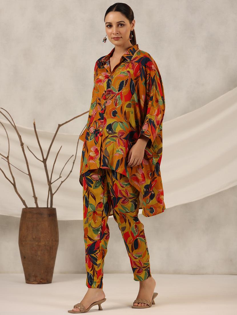 women mustard shirt collar co-ord sets - 20487166 - Standard Image - 2