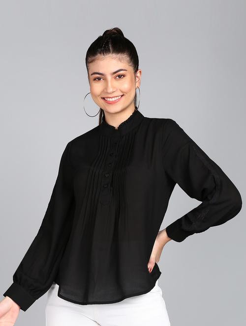 black solid a-line top - 20487207 - Standard Image - 0