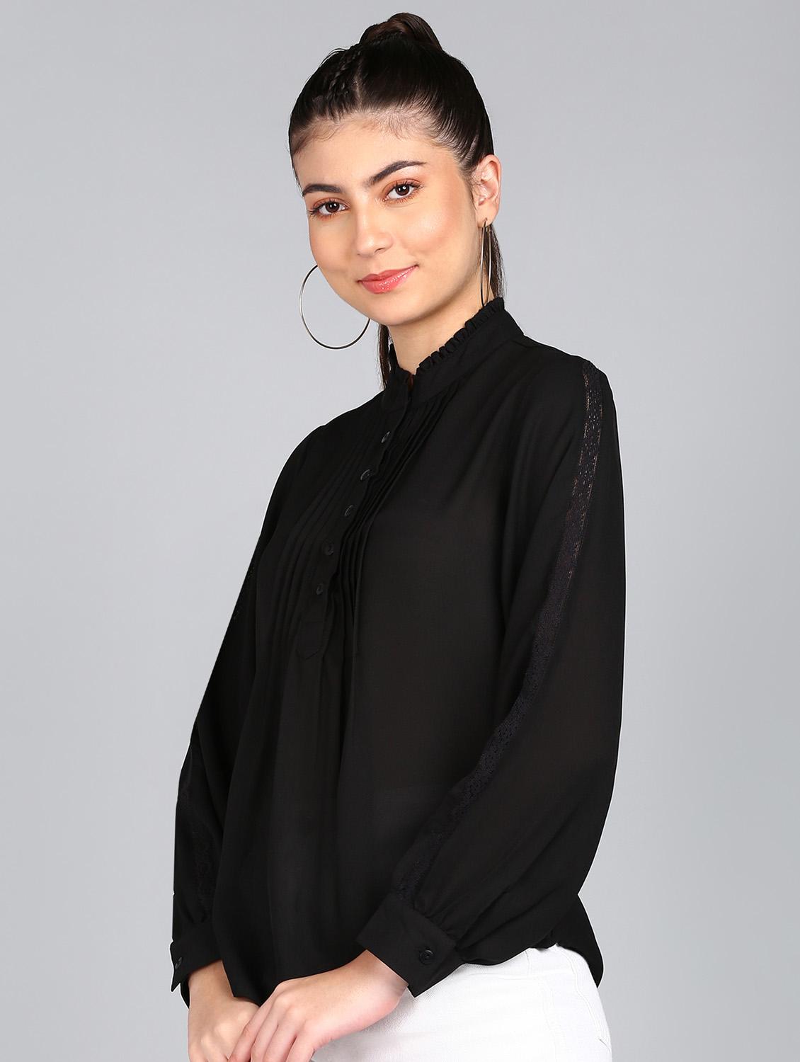 black solid a-line top - 20487207 - Standard Image - 2