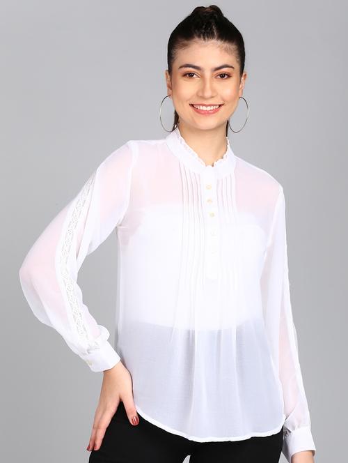 white solid a-line top - 20487208 -  Standard Image - 0