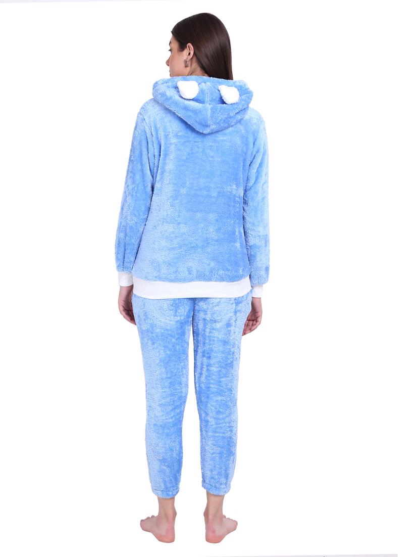light blue solid hooded co-ord set - 20487532 - Standard Image - 2