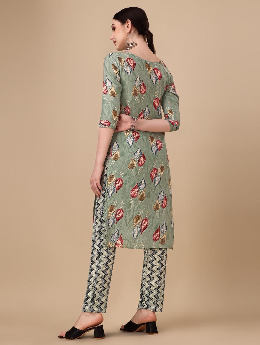 neo mint three quarter sleeve kurta pant set - 20487766 - Standard Image - 2