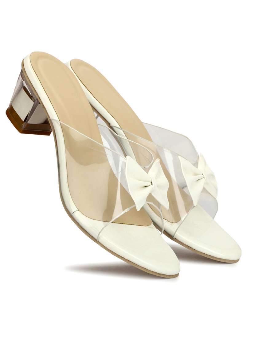 white leatherette slip on sandals - 20488153 -  Standard Image - 2