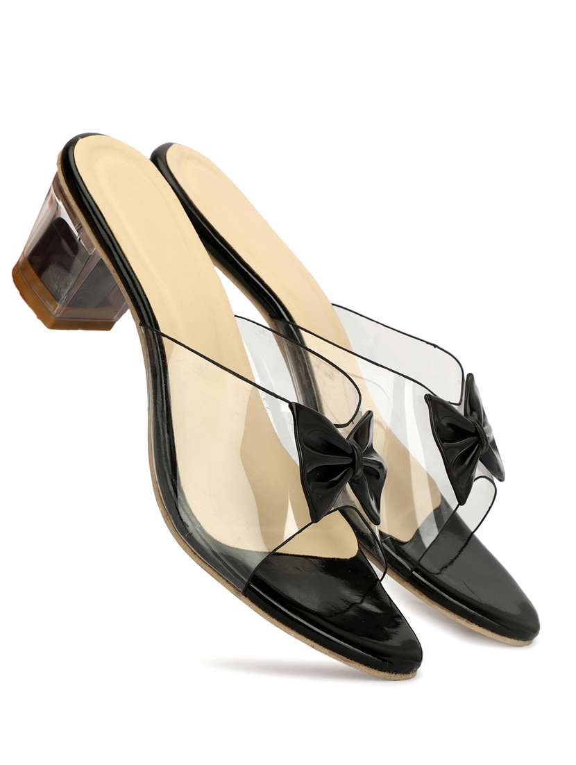 women embellished black slip on block heel sandal - 20488155 -  Standard Image - 2