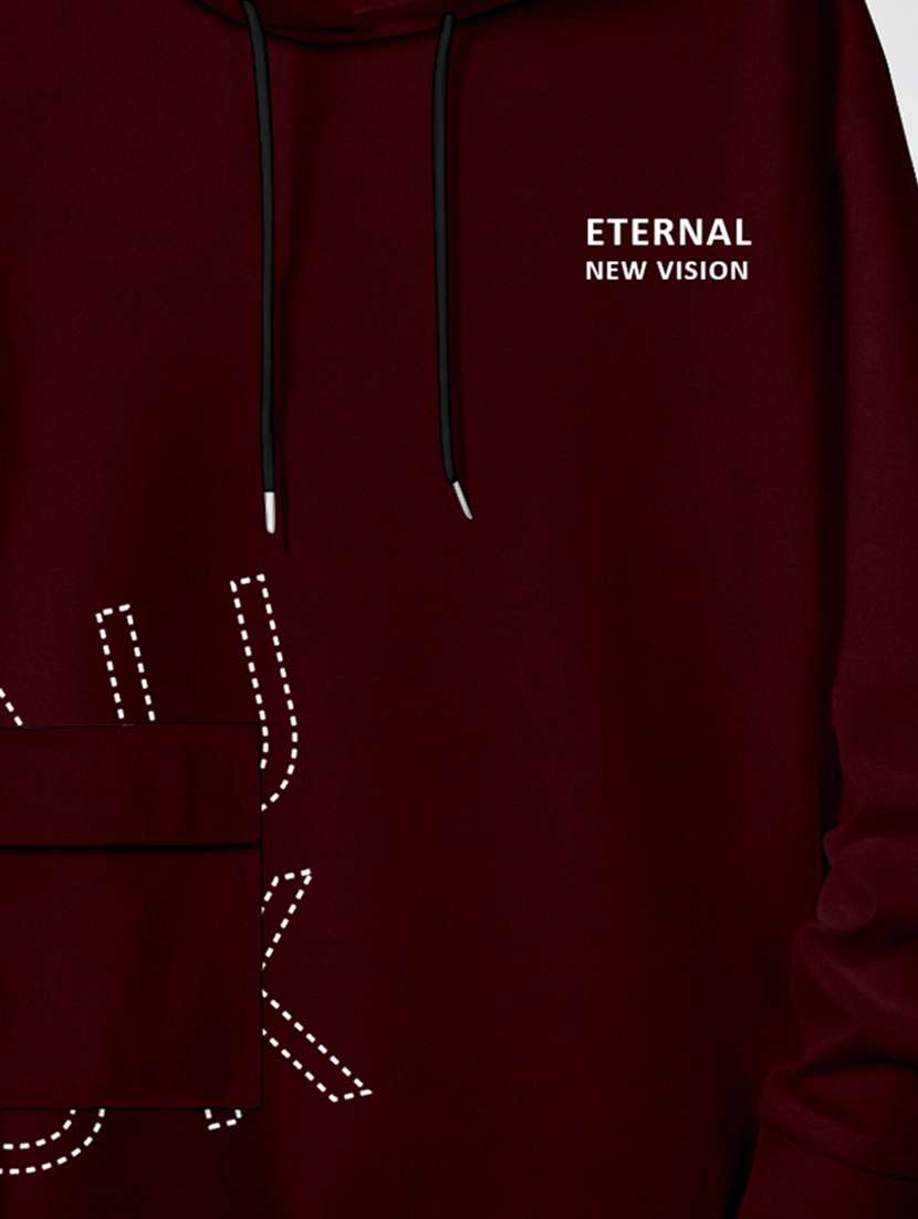 men typography print maroon cotton blend hooded sweatshirt - 20488506 -  Standard Image - 2