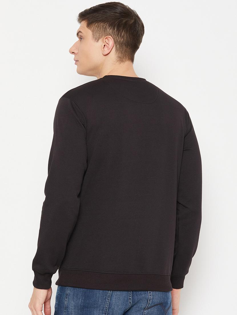 black solid crew neck regular sweatshirt - 20488579 - Standard Image - 2
