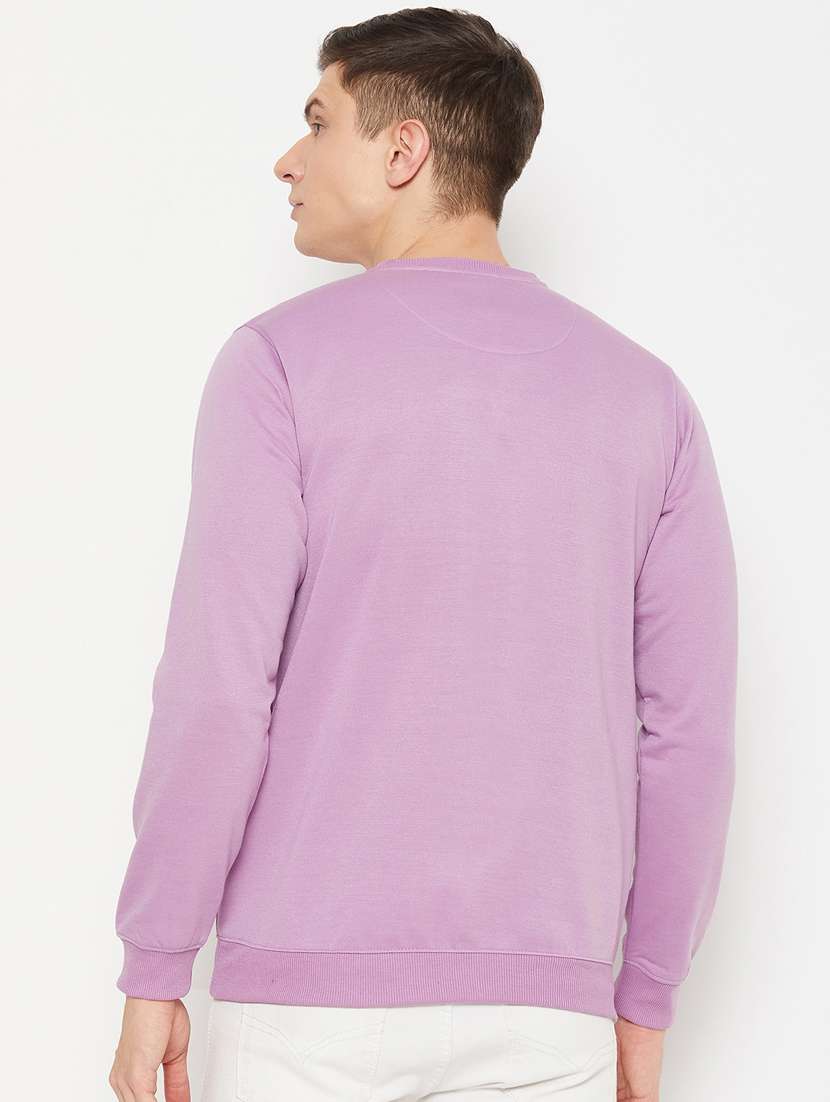 lavender solid crew neck regular sweatshirt - 20488580 - Standard Image - 2