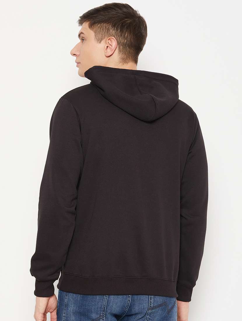 black solid hooded neck regular sweatshirt - 20488586 - Standard Image - 2