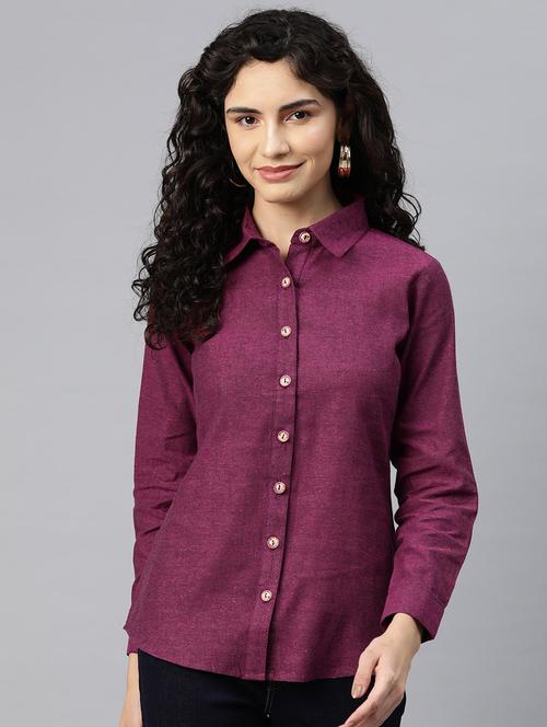 burgundy solid regular shirt - 20488600 -  Standard Image - 0