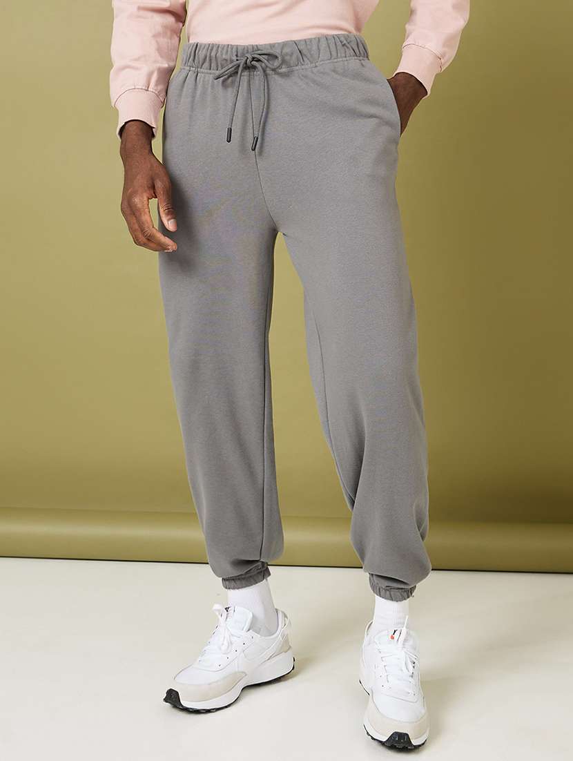 grey solid relaxed fit jooger
