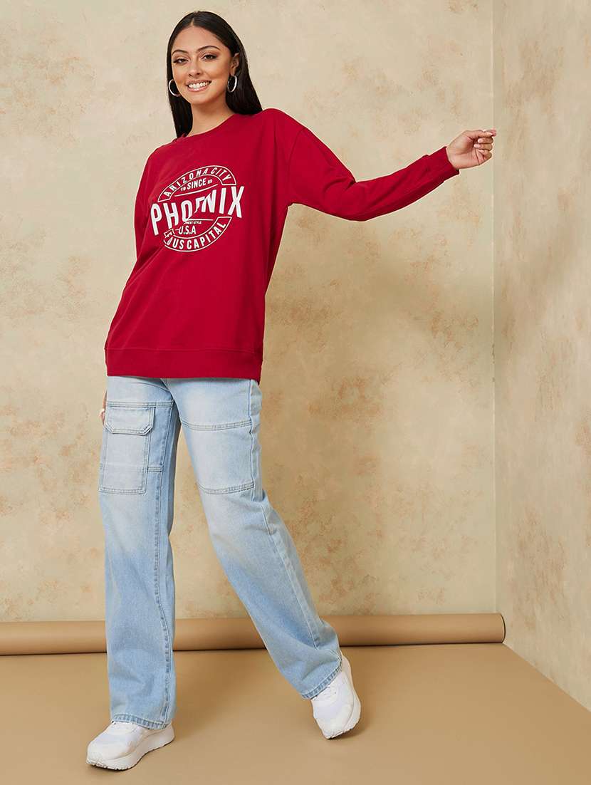 women red cotton regular sweatshirt - 20489327 -  Standard Image - 2