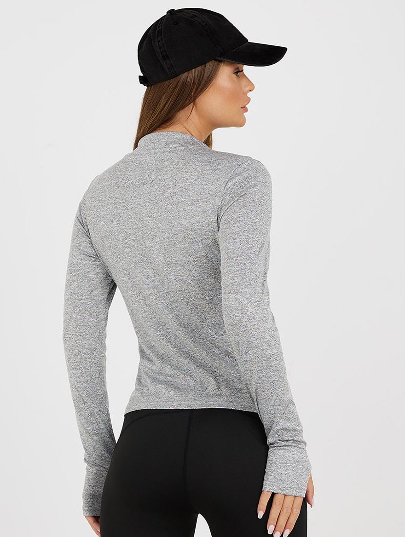 women grey solid long sleeves sweatshirts - 20490553 - Standard Image - 2