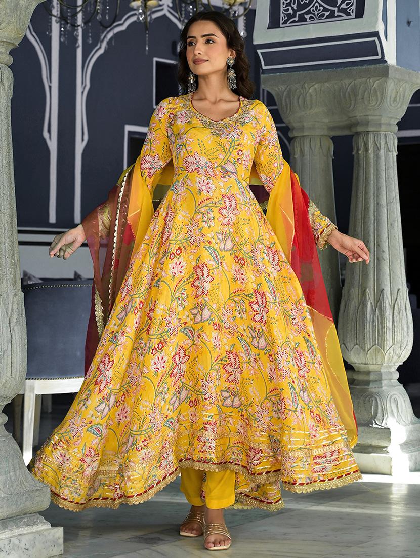 women yellow long sleeve kurta pant with dupatta set - 20490928 - Standard Image - 2