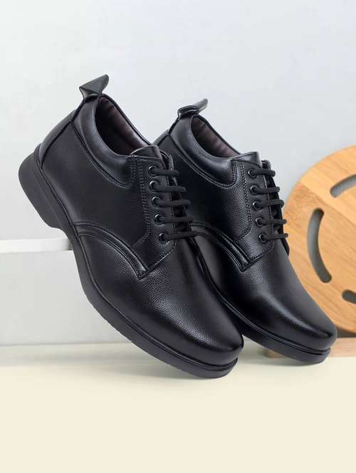 men solid black lace up casual shoe - 20490977 -  Standard Image - 0