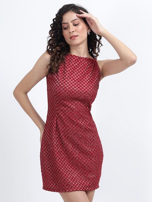 red self design bodycon dress - 20491618 -  Standard Image - 0