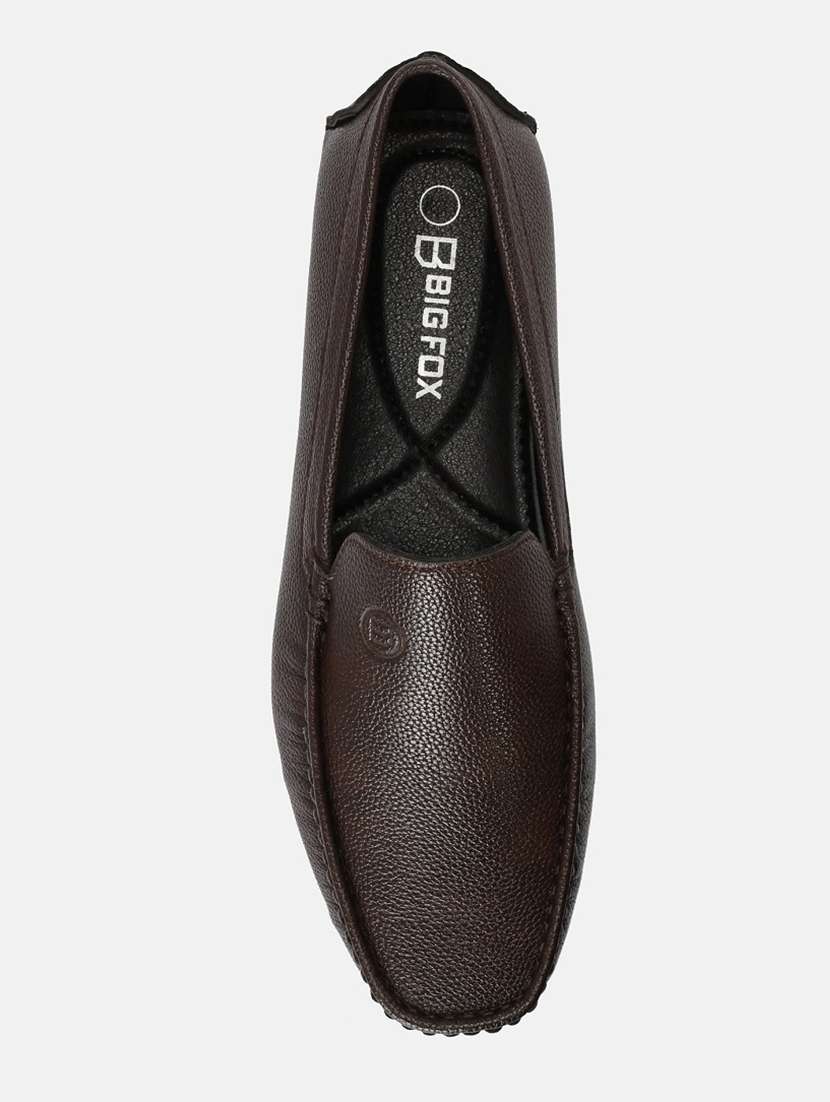 men solid coffee brown slip on moccasin - 20491657 - Standard Image - 2