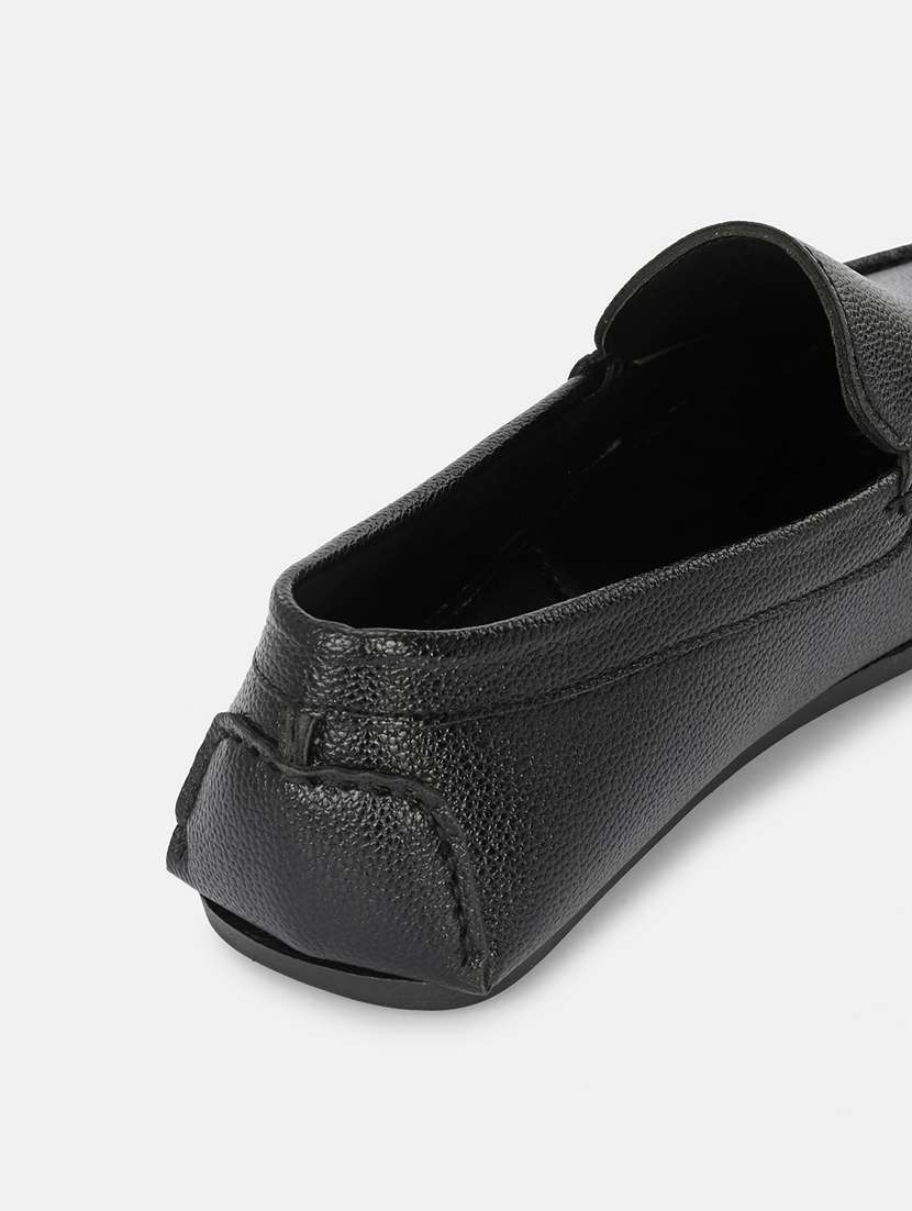 men solid black slip on moccasin - 20491658 - Standard Image - 2