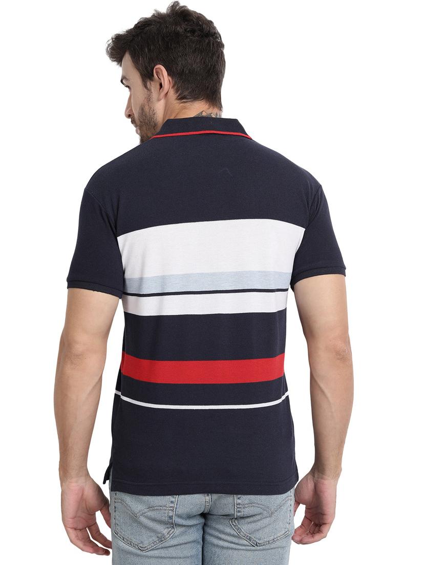 navy blue color block polo t-shirt - 20492764 - Standard Image - 2