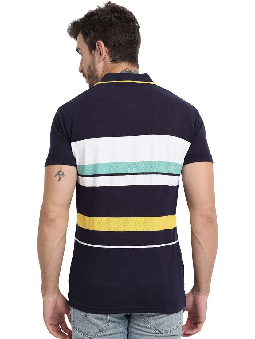 navy blue color block polo t-shirt - 20492765 -  Standard Image - 2