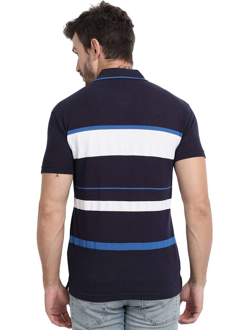 navy blue color block polo t-shirt - 20492766 -  Standard Image - 2
