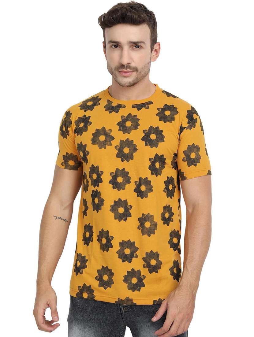 mustard floral all over print t-shirt  - 20492781 -  Zoom Image - 0