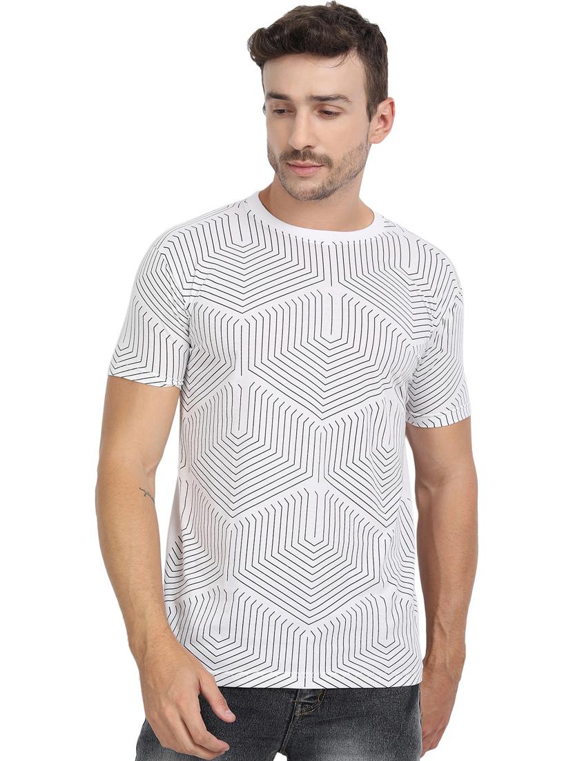 white geometric front print t-shirt  - 20492784 -  Zoom Image - 0