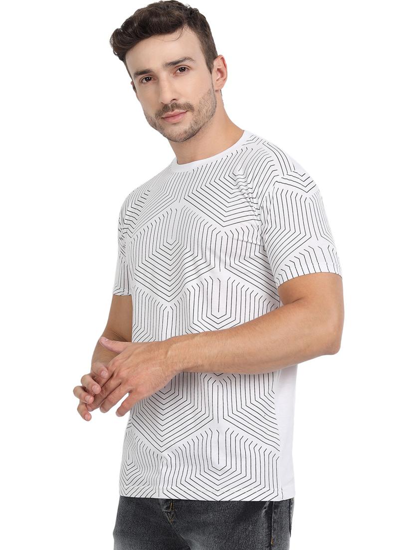 white geometric front print t-shirt - 20492784 - Standard Image - 2