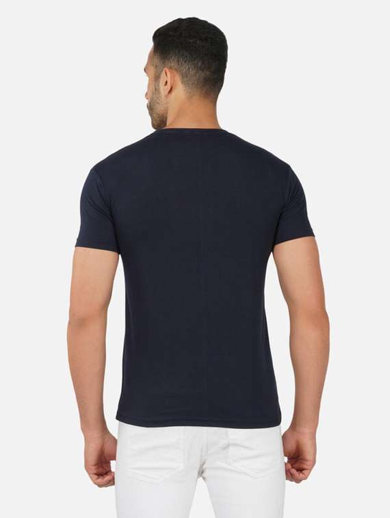navy blue typography front print t-shirt - 20492799 -  Standard Image - 2