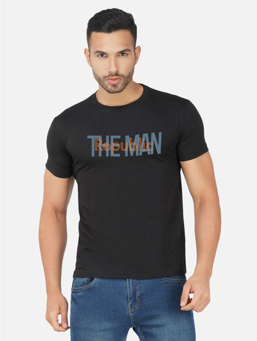 black typography chest print t-shirt