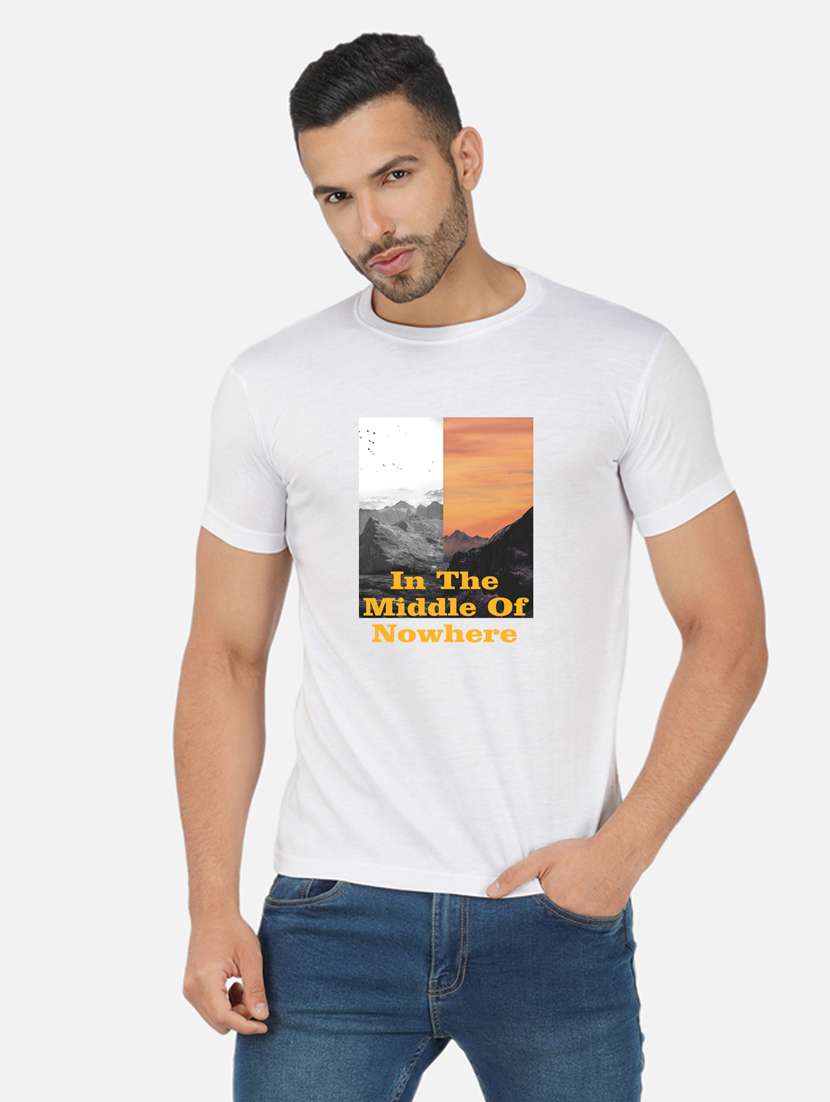 men front print short sleeve t-shirt