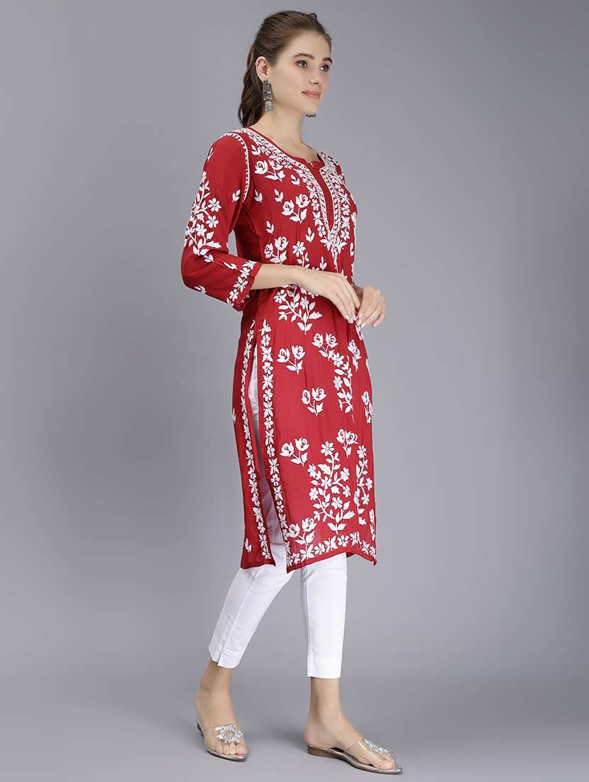 women chikankari straight kurta - 20495032 -  Standard Image - 2