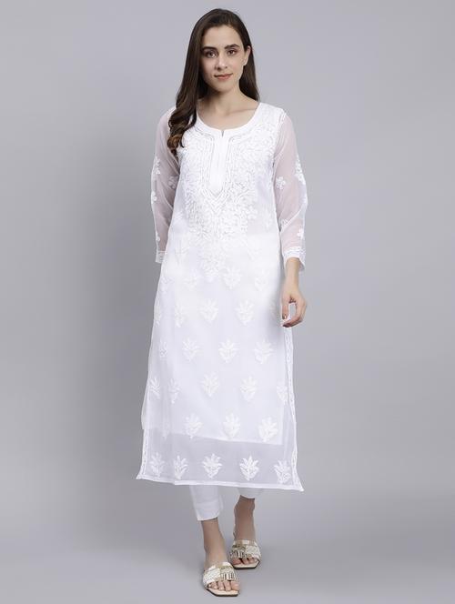women chikankari straight kurta - 20495047 -  Standard Image - 0