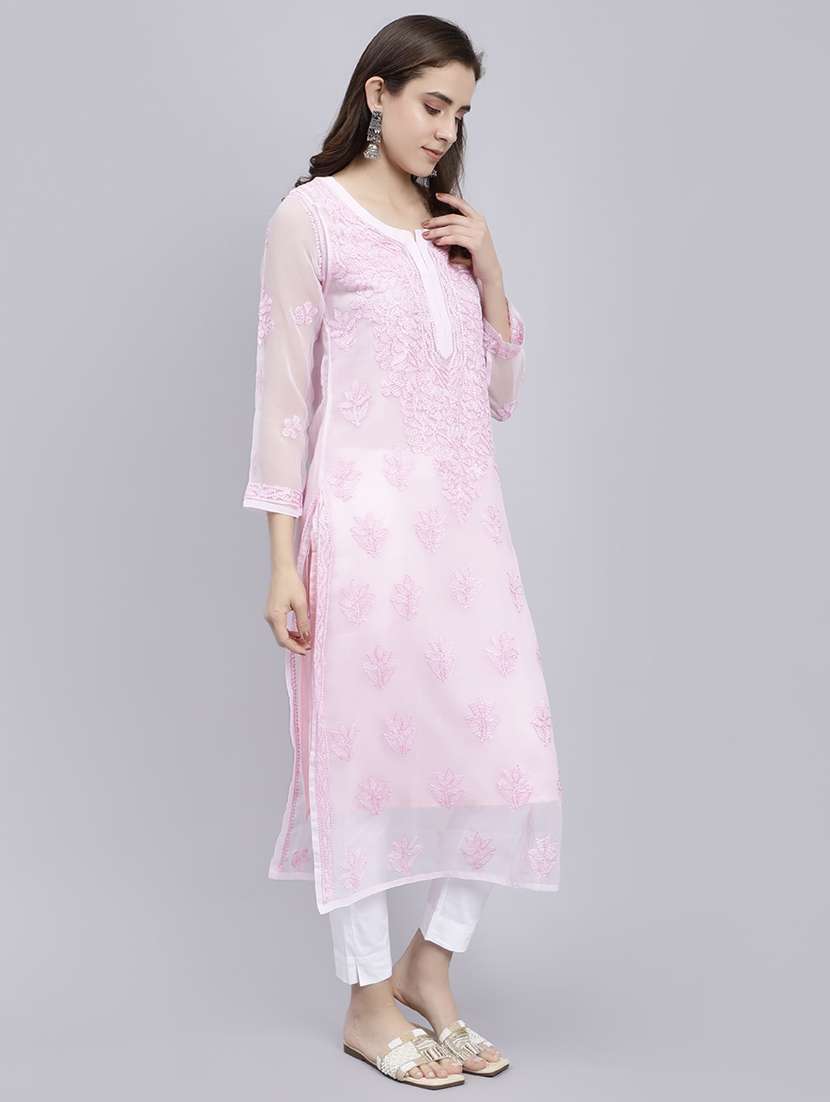 women chikankari straight kurta - 20495049 -  Standard Image - 2