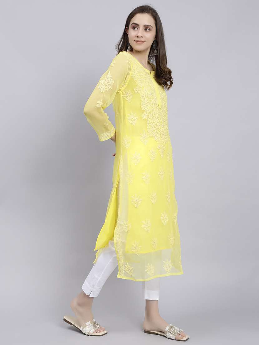 women chikankari straight kurta - 20495050 - Standard Image - 2