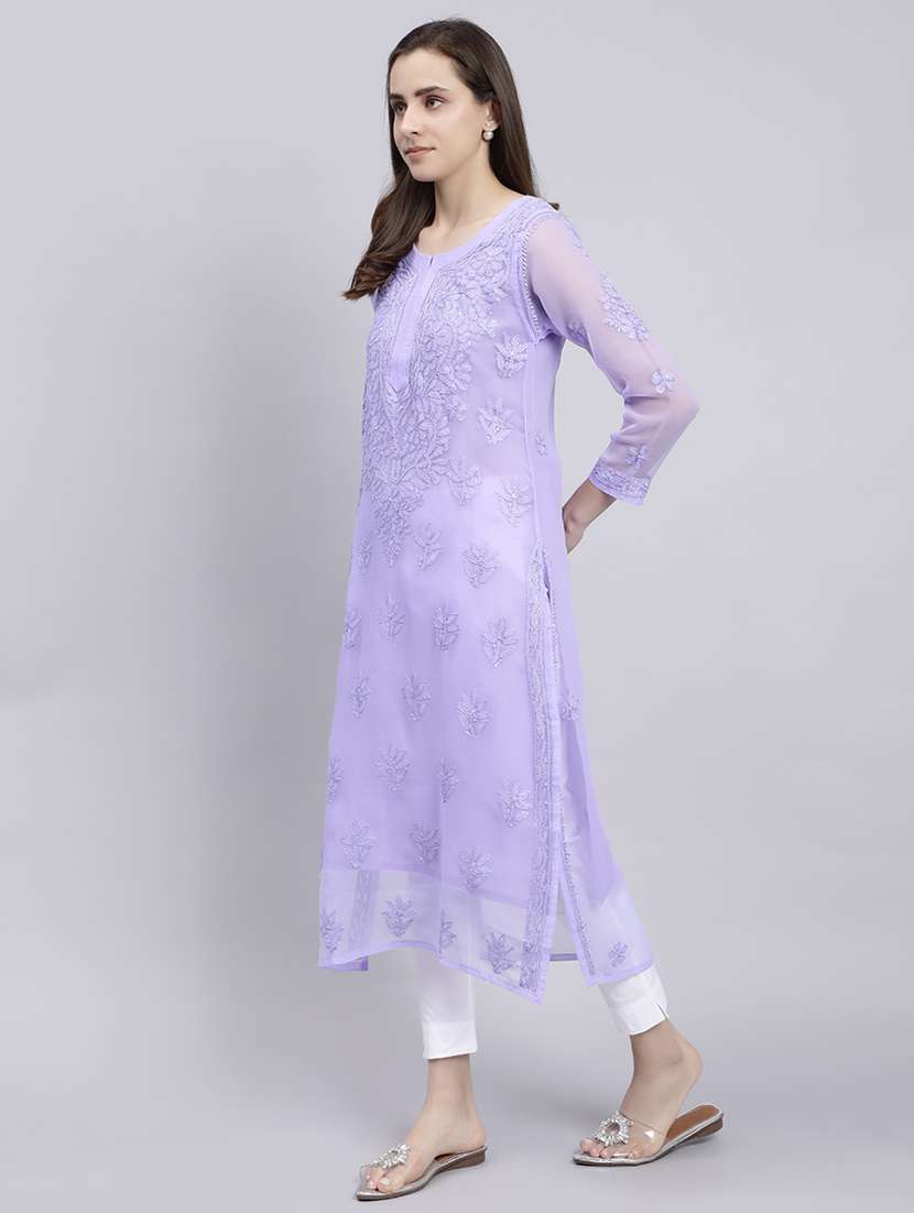 women chikankari straight kurta - 20495052 -  Standard Image - 2